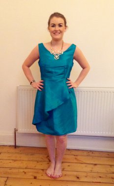 Eilidh in the dress she made in the 6-week beginners course. 
